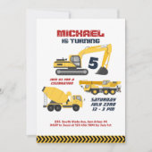 Baggerkranbauer Jungs zum Geburtstag Einladung (Vorderseite)