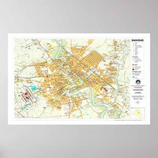 Baghdad City Iraq Map - 2003 Poster (Vorne)