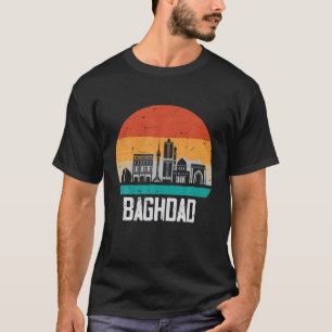 Baghdad Iraq Retro Vintag Sunset Skyline Baghdad T-Shirt