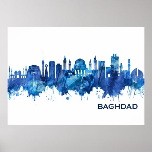 Baghdad Iraq Skyline Blue Poster (Vorne)