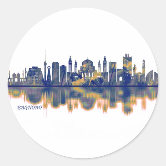 Baghdad Skyline Runder Aufkleber (Vorderseite)