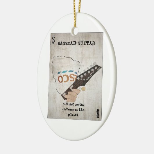 Baghead Gitarre Weihnachtsbaumdekoration Keramik Ornament (Links)