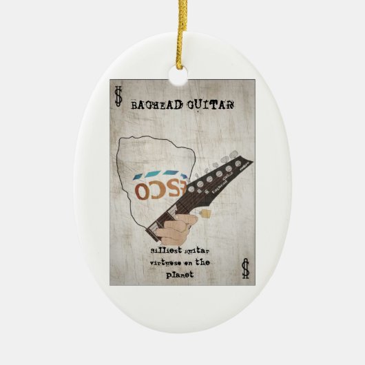 Baghead Gitarre Weihnachtsbaumdekoration Keramik Ornament (Vorne)