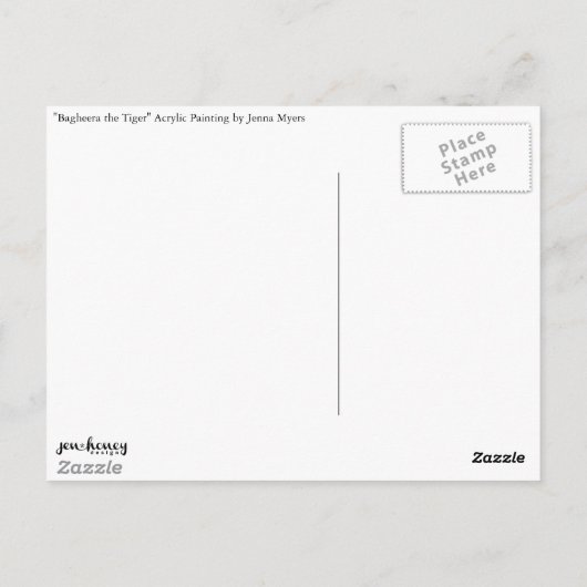 Bagheera, die Tiger-Postkarte des Malens Postkarte (Rückseite)