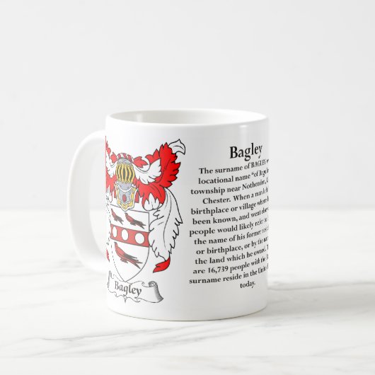 Bagley Familien-Wappen Kaffeetasse (Vorderseite Links)