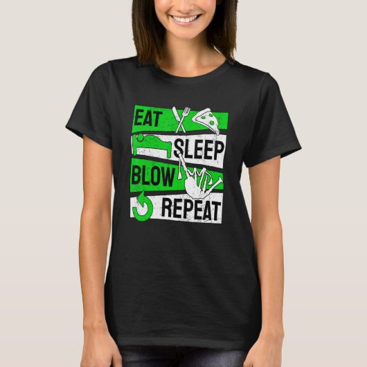 Bagpipe Bagpipes Eat Sleep Blow Repeat T-Shirt (Vorderseite)