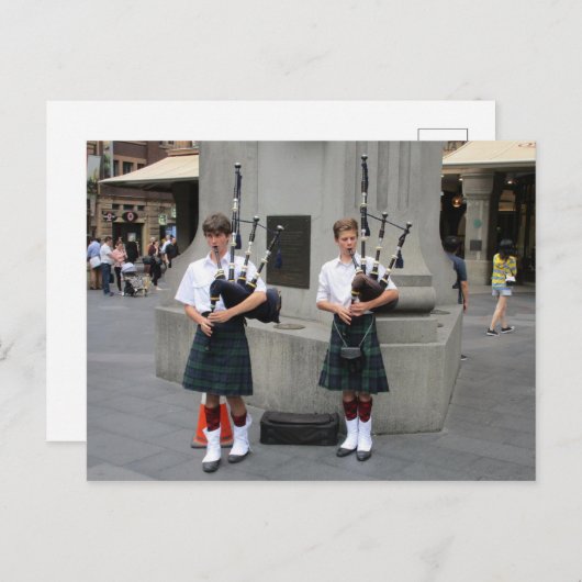 Bagpipe Buskers bei QVB Postcard Postkarte (Vorne/Hinten)