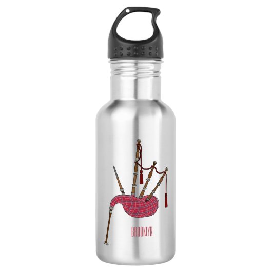 Bagpipe Cartoon Illustration Edelstahlflasche (Vorderseite)