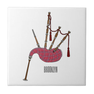 Bagpipe Cartoon Illustration Fliese
