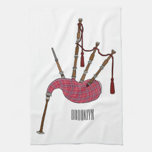 Bagpipe Cartoon Illustration Geschirrtuch