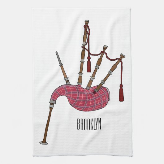 Bagpipe Cartoon Illustration Geschirrtuch (Vertikal)