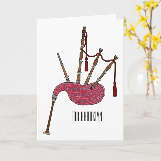 Bagpipe Cartoon Illustration Karte (Gelbe Blume)