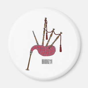 Bagpipe Cartoon Illustration Magnet
