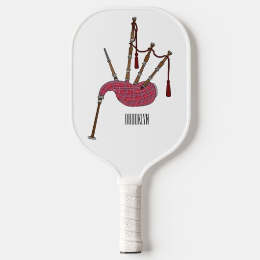 Bagpipe Cartoon Illustration Pickleball Schläger (Vorderseite)