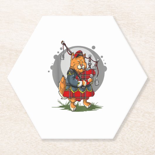 Bagpipe Cat Bagpipe Scottish Music Kitten Untersetzer (Vorderseite)
