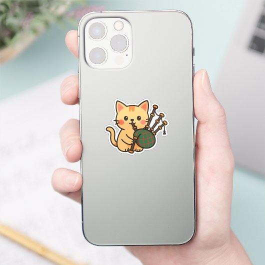 Bagpipe Cat Fun Design Aufkleber (Telefon)