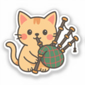 Bagpipe Cat Fun Design Aufkleber (Vorderseite)