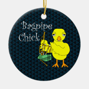 Bagpipe Chick Text Keramik Ornament