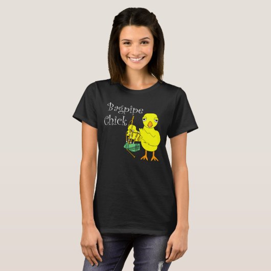 Bagpipe Chick Text T-Shirt (Vorne ganz)