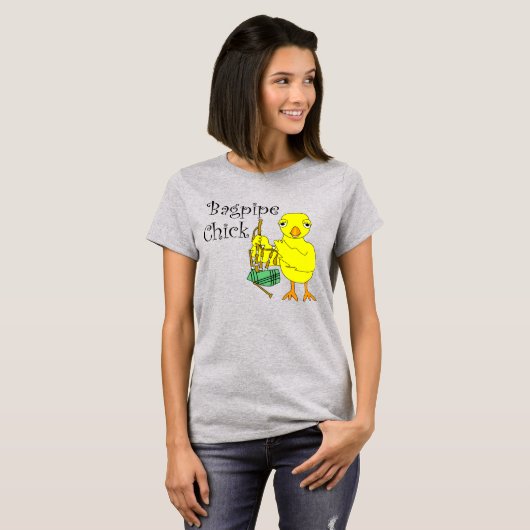 Bagpipe Chick Text T-Shirt (Vorne ganz)