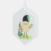 Bagpipe Egghead Ornament Aus Glas (Vorderseite Links)