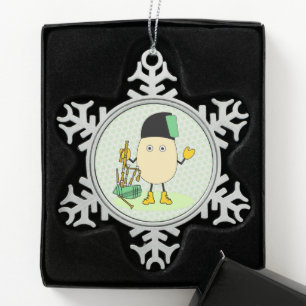 Bagpipe Egghead Schneeflocken Zinn-Ornament