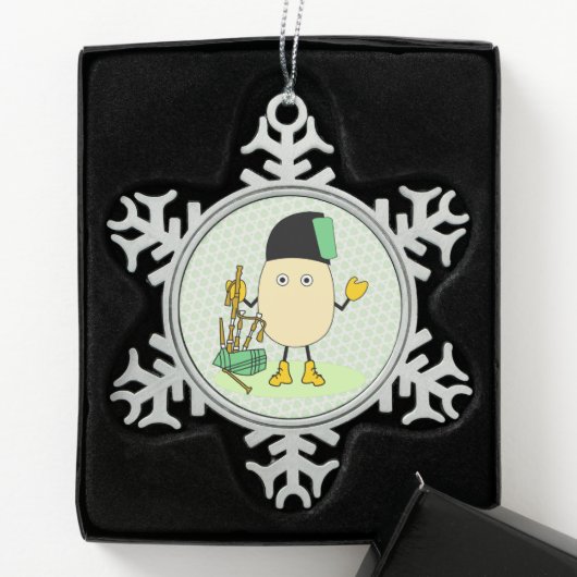Bagpipe Egghead Schneeflocken Zinn-Ornament (Box)