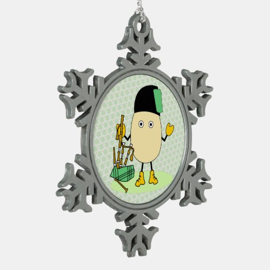 Bagpipe Egghead Schneeflocken Zinn-Ornament (Links)