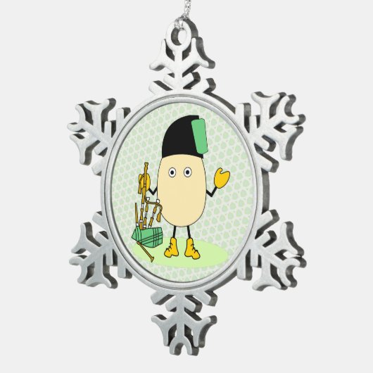 Bagpipe Egghead Schneeflocken Zinn-Ornament (Rechts)