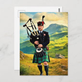 Bagpipe in Schottland, AI generiert, Postkarte (Vorne/Hinten)