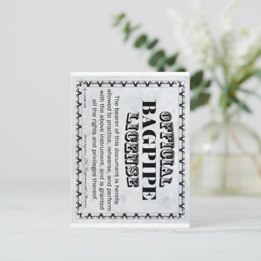 Bagpipe-Lizenz Postkarte (Stehend Vorderseite)