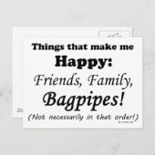 Bagpipe macht mich glücklich postkarte (Vorne/Hinten)