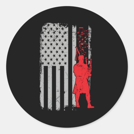 Bagpipe Music Usa Flag Runder Aufkleber (Vorderseite)