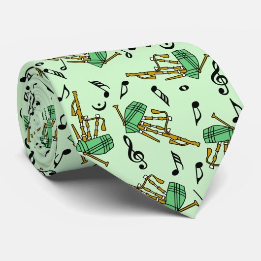 Bagpipe Musiknote Pattern Krawatte (Gerollt)