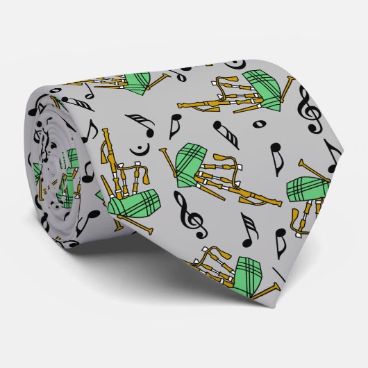 Bagpipe Musiknote Pattern Krawatte (Gerollt)