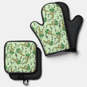 Bagpipe Musiknote Pattern Ofenhandschuh & Topflappen-Set (Vorderseite/Rückseite)