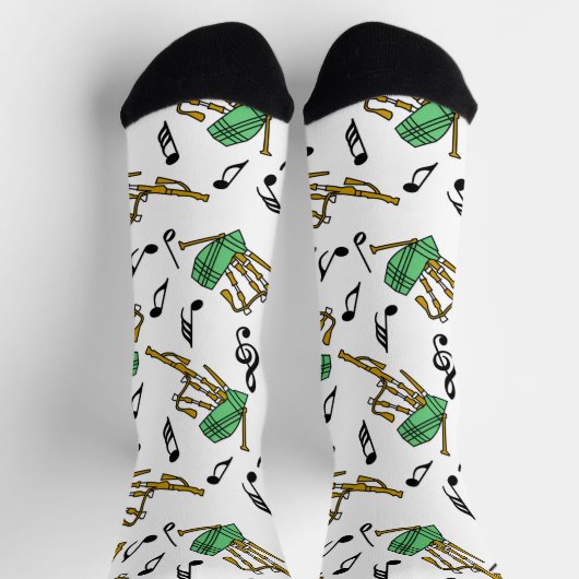 Bagpipe Musiknote Pattern Socken (Oben)