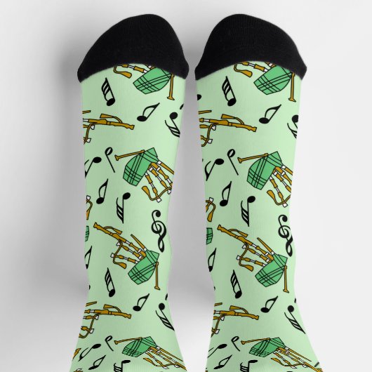 Bagpipe Musiknote Pattern Socken (Oben)