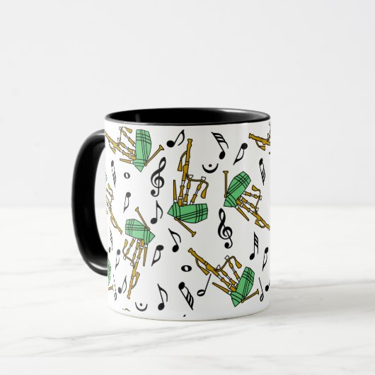 Bagpipe Musiknote Pattern Tasse (Vorderseite Links)