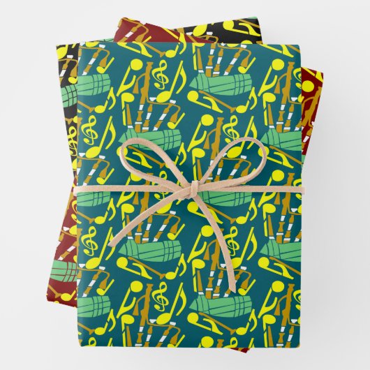 Bagpipe Musiknoten Geschenkpapier Set (Beispiel)