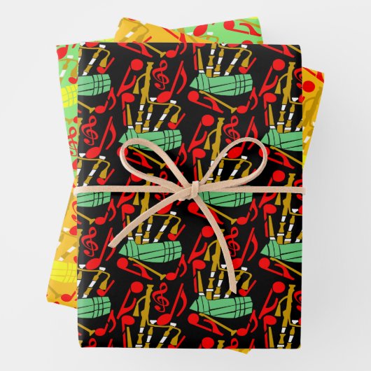 Bagpipe Musiknoten Geschenkpapier Set (Beispiel)