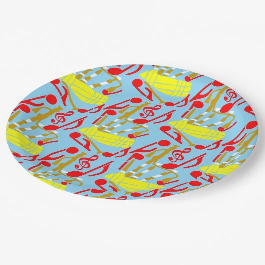 Bagpipe Musiknoten Pappteller (Schrägansicht)