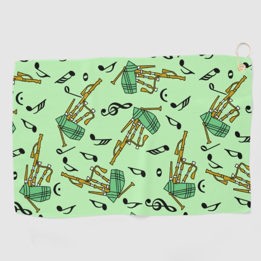 Bagpipe Musiknotens Pattern Golfhandtuch (Horizontal)