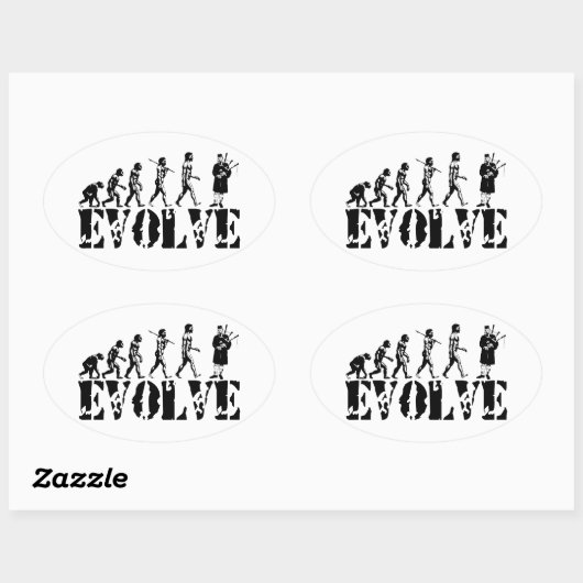 Bagpipe Pipers Bagpiper Evolution Ovaler Aufkleber (Blatt)