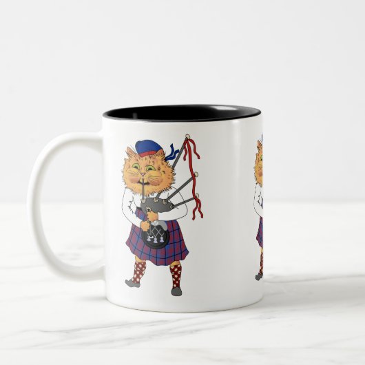 Bagpipe Playing Cat Scottish Zweifarbige Tasse (Links)
