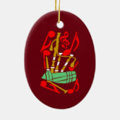 Bagpipe Red Musiknotens Keramik Ornament (Hinten)