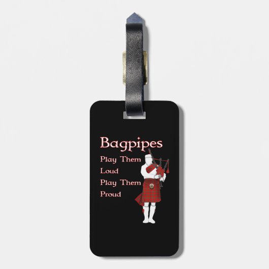 Bagpipe spielt sie Loud Gepäckanhänger (Rückseite vertikal)