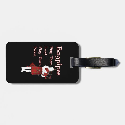 Bagpipe spielt sie Loud Gepäckanhänger (Rückseite horizontal)