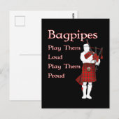 Bagpipe spielt sie Loud Postkarte (Vorne/Hinten)