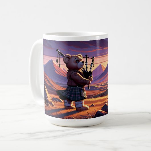 Bagpipe spielt Teddy Kaffeetasse (Vorderseite Links)